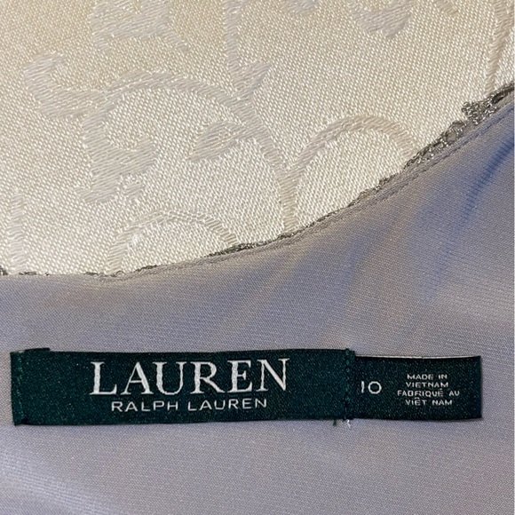 Lauren Ralph Lauren Metallic Silver Gray Lace Sheath Dress - Picture 15 of 16
